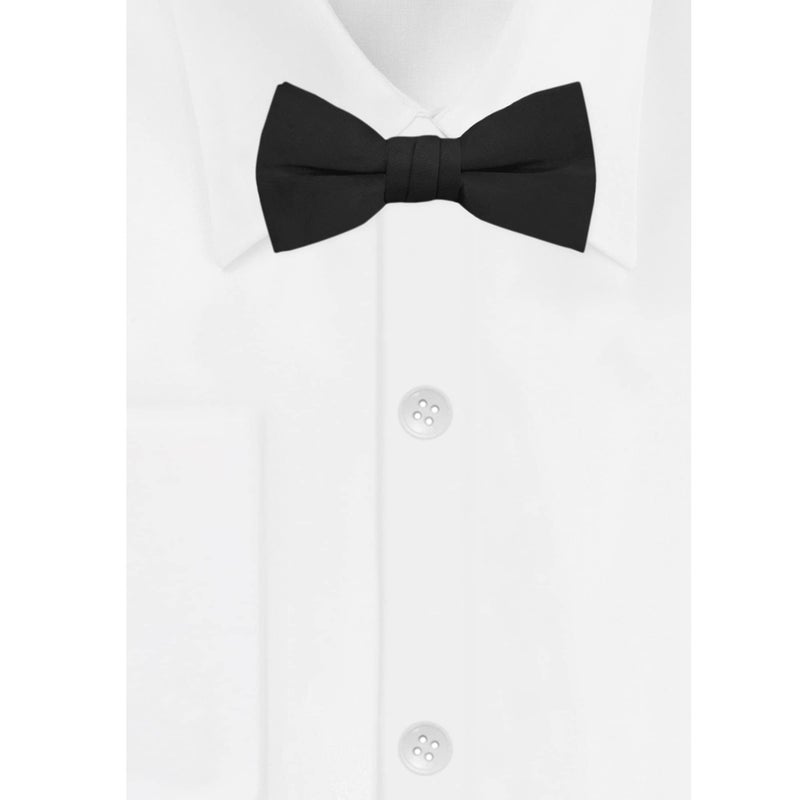Jacob Alexander Boy's Kids Pretied Banded Adjustable Solid Color Bowtie - Black - Image 2